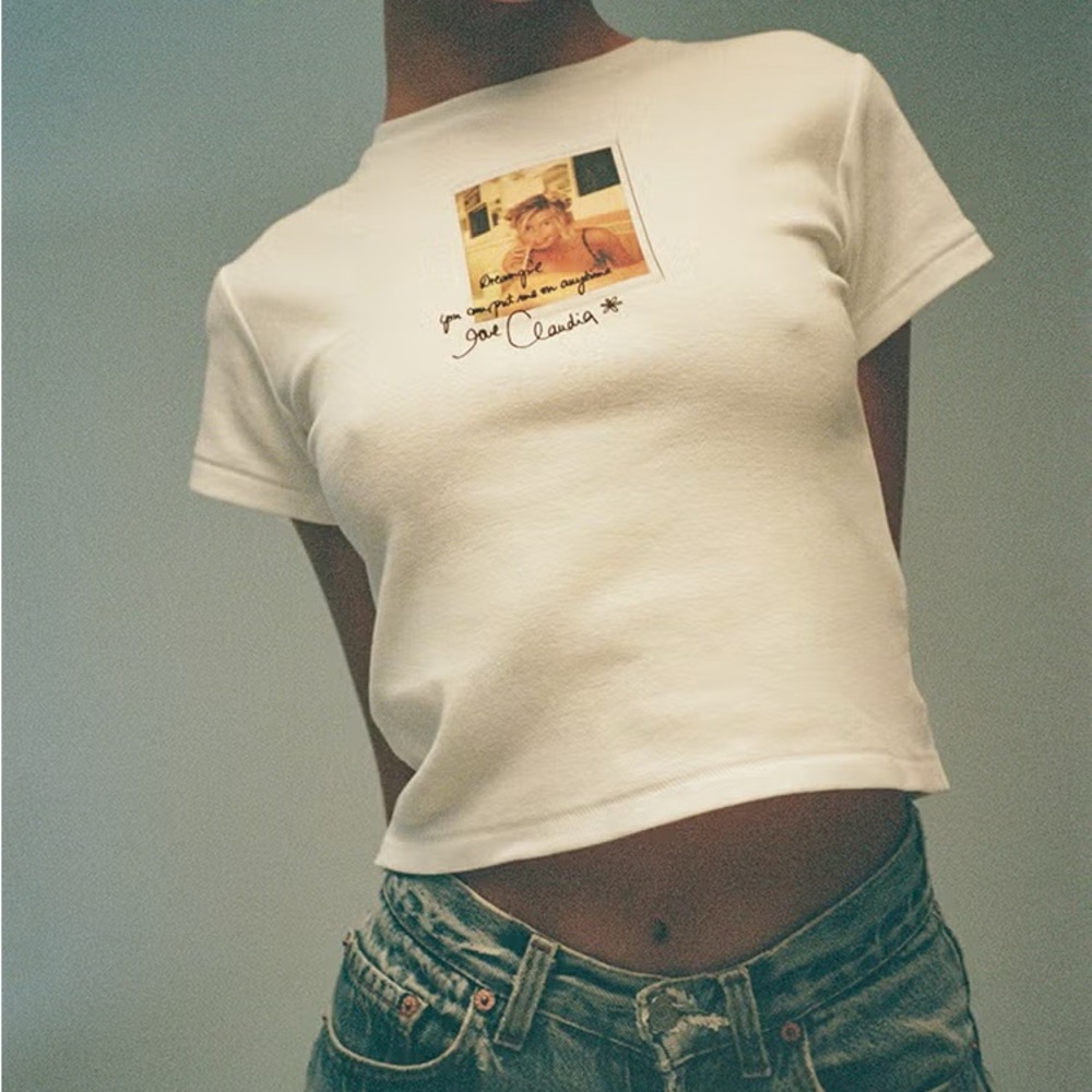 Realisation Par X Claudia Schiffer White Graphic Tee.